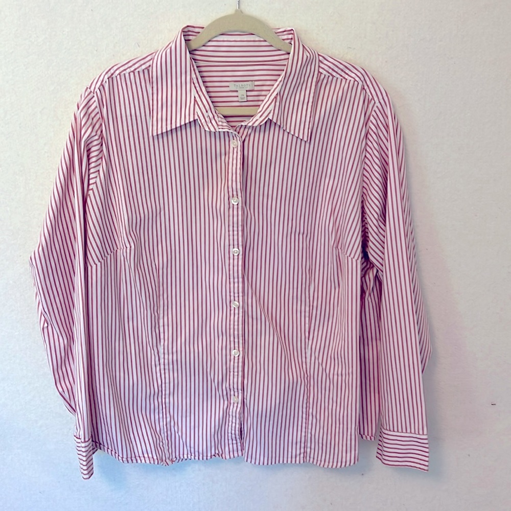 Talbots red pinstriped blouse 2X